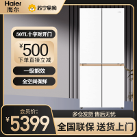 海尔(Haier)BCD-507WGHTD1BWLU1 507升麦浪全空间保鲜超薄零嵌十字门家用电冰箱一级能效