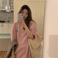 美式前后字母印花含棉夏季宽松短袖T恤女学生上衣女士打底衫女装