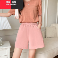 YIBUSHENG白色棉麻工装短裤女季2024年新款宽松阔腿小个子休闲五分运动裤
