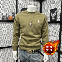 春秋新款卫衣男士刺绣字母时尚圆领长袖体恤打底衫加绒休闲青中年_1