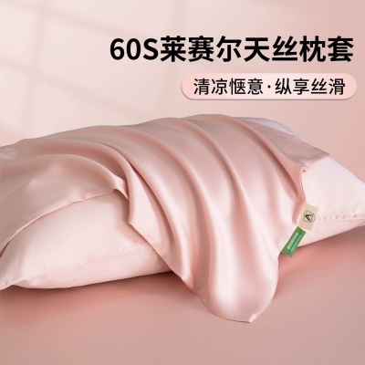 60s天丝枕头套一对装48x74夏季成人枕头套凉感冰丝枕芯内胆套单只