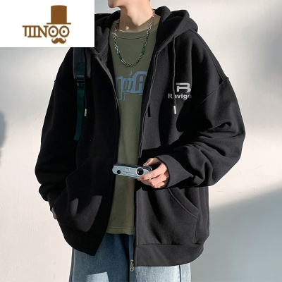 YANXU棉外套男潮牌开衫连帽卫衣新款宽松潮流冬季加绒加厚夹克