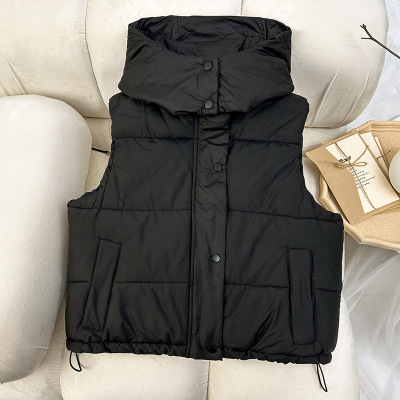 羽绒棉马甲女短款秋冬新款洋气坎肩外穿背心连帽马夹外套