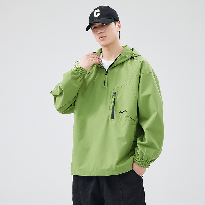 |夹克男春秋款男士宽松防风连帽日系登山服潮流百搭外套男