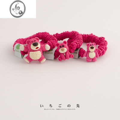 JiMi~韩国可爱卡通草莓熊毛巾发圈ins小肠圈橡皮筋头绳女生不伤发