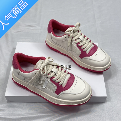 SUNTEK小香风小白鞋女2023夏季新款百搭系带拼色休闲运动板鞋