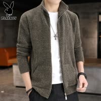花花公子开衫毛衣男士立领夹克外套2025年春季新款水貂绒针织衫男