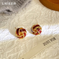 同心结耳环安可拉红耳钉S925银针小众设计高级感温柔甜美红色耳饰送女朋友老婆情人节七夕生日礼物