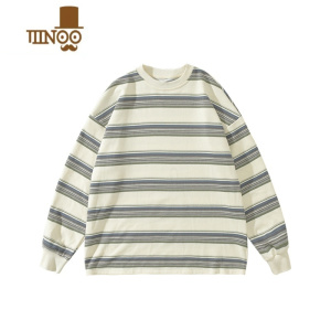 YANXUE2023秋季新品男同款卫衣圆领宽松撞色条纹套头衫情侣款学生外套