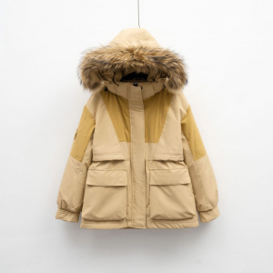 新冬季宽松复古连帽外套狐狸毛情侣男女款工装毛领羽绒服