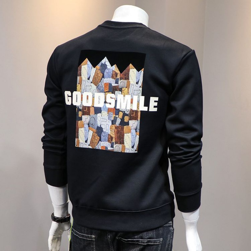 2023年秋冬新款圆领卫衣男字母印花潮流宽松男士休闲上衣套头潮牌