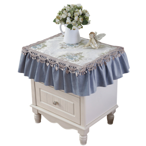 美帮汇轻奢欧式蕾丝床头柜盖布布艺日用防尘盖巾多用巾小桌布雪尼尔防滑