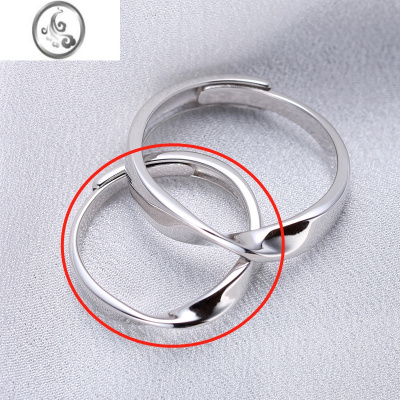 JiMis925银银情侣戒指一对开口男女莫比乌斯环对戒情人节潮款礼物刻字