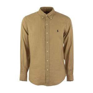 polo ralph lauren定制版亚麻长袖衬衫修身版型夏季透气商务休闲男士衬衫