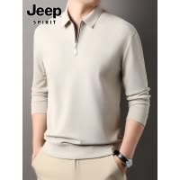 JEEP SPIRIT翻领卫衣男士2025年秋季潮牌商务休闲纯色polo衫男款