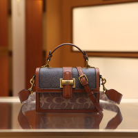 MKJ欧美时尚手提女士真皮包包2023新款复古小方包高级感单肩斜挎小包