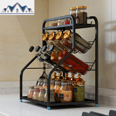 不锈钢调味品调料架子置物架厨房用品桌面油盐酱醋佐料瓶收纳层架 三维工匠