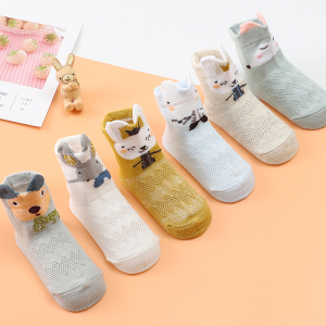 浪莎女童袜子纯棉秋季薄款公主宝宝袜春冬季透气网眼中筒儿童袜子