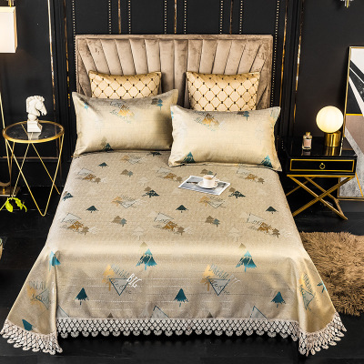 家柏饰(CORATED)夏天单件床单夏季冰丝凉滑夏凉席风少女北欧风简约枕套2三件套