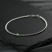 极细银珠圆珠链原创设计复古银饰ins风简约个性925纯银脚链女翡翠送女朋友老婆情人节七夕生日礼物