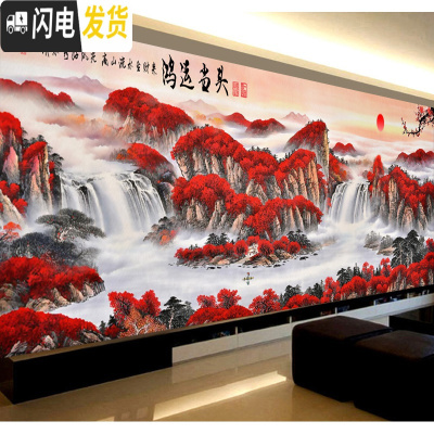 三维工匠鸿运当头十字绣钻石画2019新款客厅办公大幅满钻钻石绣点贴钻风景 全贴满钻[250*100厘米]