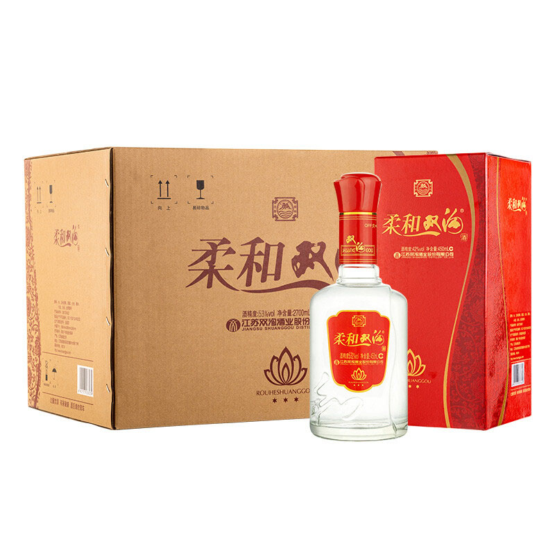 [酒厂直供]双沟 柔和双沟三星 53度 450ml*6瓶 整箱装 浓香型白酒