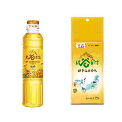 金龙鱼稻谷鲜生食用植物调和油400ML稻谷鲜生鹤香生态香米500g组合装