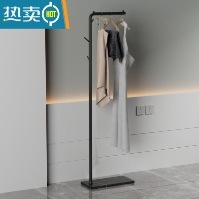 敬平岩板挂衣架落地卧室衣帽架家用简易阳台晾衣架宿舍置物挂衣服架子 劳伦黑金岩板+黑色树枝款1.7米