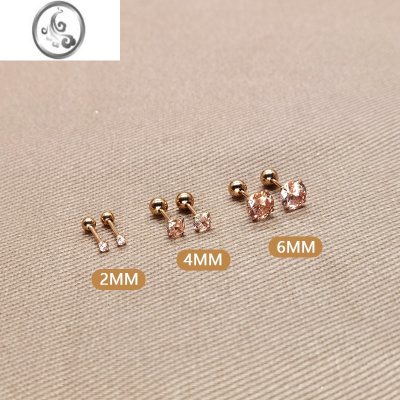 JiMi超闪耳骨钉细针香槟金色高级感2023年新款潮银银针小耳钉耳环耳饰