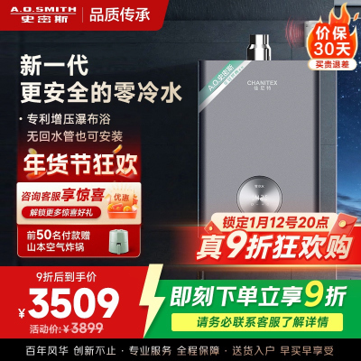 AO史密斯16升零冷水燃气热水器佳尼特 不锈钢换热器包8年 负压更安全 恒温大水量JSQ31-TJD