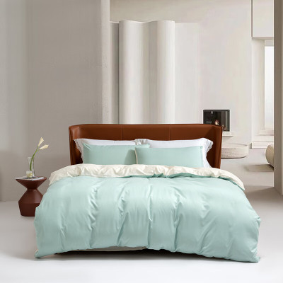水星家纺四件套夏凉被冰丝亲肤100%长绒棉防螨抗菌时尚简约雅黑大码床品套装
