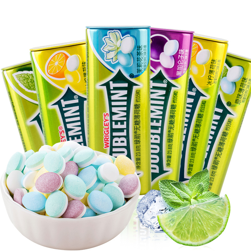 绿箭口香糖泡泡糖零食网红糖果清新口气 元气葡萄味 铁盒装35粒 -单盒