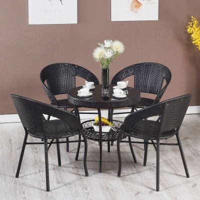 户外藤椅三件套阳台桌椅小茶几室外休闲椅子靠背椅露台庭院藤编