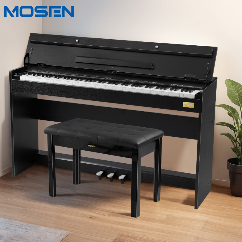 MOSEN莫森智能电钢琴MS-111 88键重锤成人儿童初学专业家用练习立式电子钢琴 主机+原装琴架+三踏板+琴凳礼包