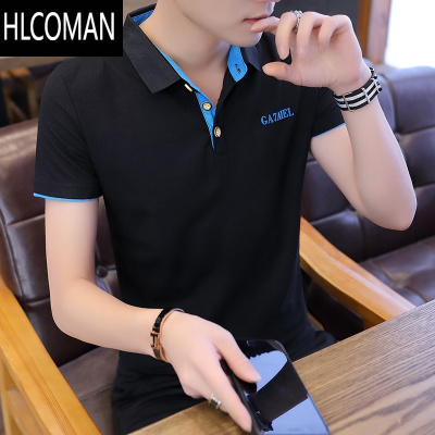 HLCOMAN夏季男士有领短袖T恤衫衬衫带领子tx休闲衣服男装宽松翻领polo衫