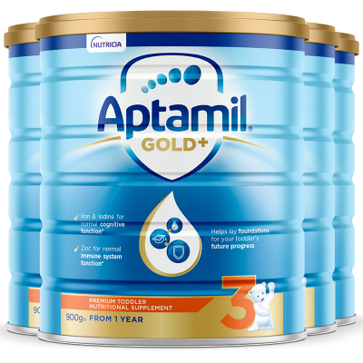 4罐装|海外Aptamil澳洲爱他美金装婴幼儿配方奶粉3段（12-24月）900g/罐新西兰原装进口