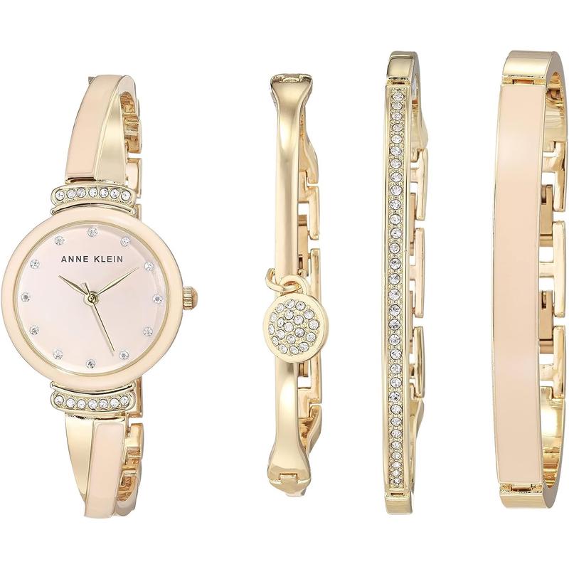 Anne Klein手表女无日历计时码表石英圆形表盘26毫米金属表带