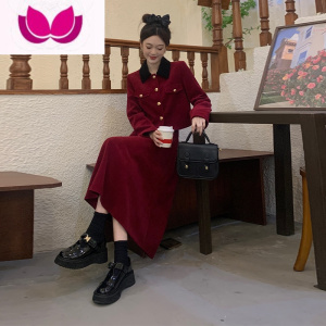 七斓大码小香风套装女2023年春装新款红色外套冬胖mm显瘦半身裙套