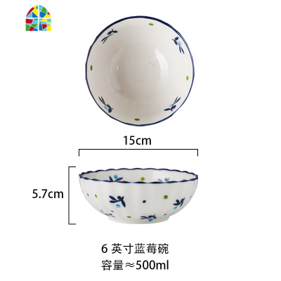 可爱少女心莓沙拉碗陶瓷个性吃饭碗家用面条汤碗大号创意餐具 FENGHOU 4.5寸饭碗-粉玫瑰