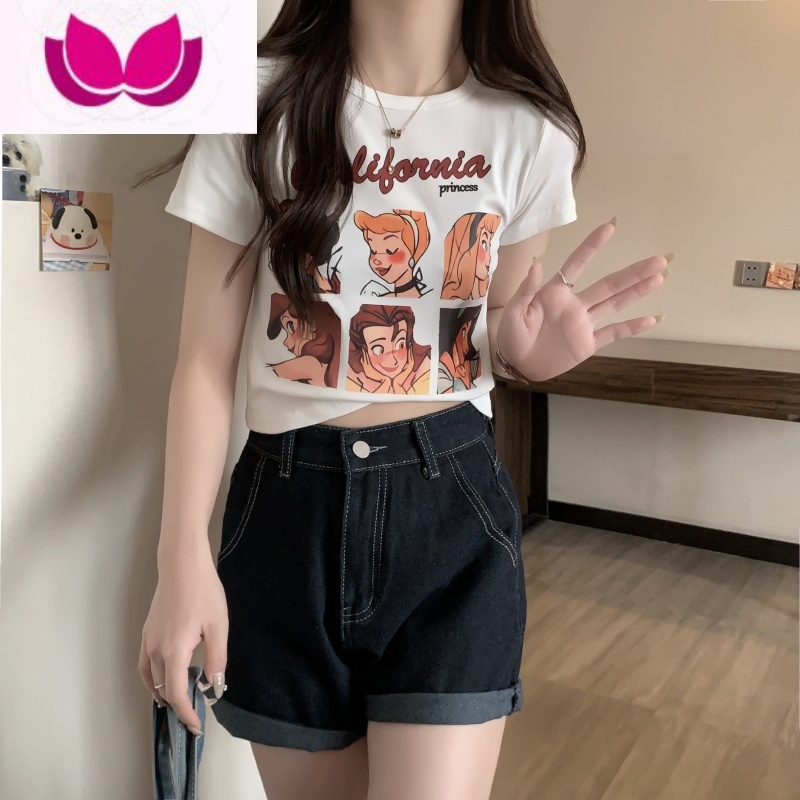 七斓大码可爱卡通正肩短袖T恤女设计感小众夏季新款胖MM显瘦遮肉上衣