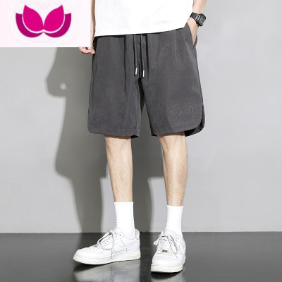七斓个性时髦裤子男士夏季新款宽松直筒国潮五分运动中裤男生休闲短裤