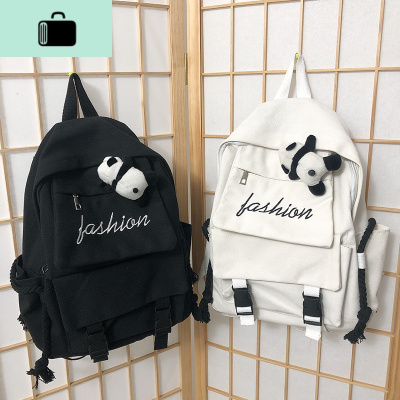 日系暗黑高初中女学生书包韩国ins港风复古工装双肩包帆布背包男NEW LAKE