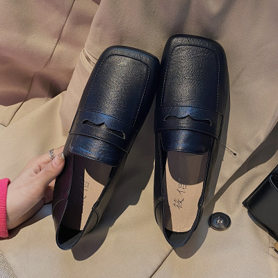 Ideamini乐福鞋女平底单鞋女2021春季新款百搭大码女鞋41—43脚宽胖妹妹40