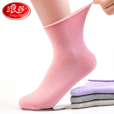 浪莎袜子中筒孕妇产后月子袜春夏秋季薄款女士纯棉网眼吸汗透气老人松口袜2双 松口袜238/2双/多色混搭 均码/22-24CM/适合36-39码