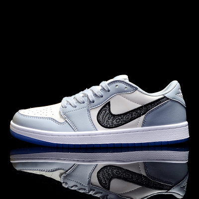 AJ1LOW白灰男大学蓝情人节女白丝绸橙扣碎薛之谦同款