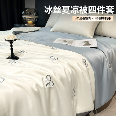 冰丝夏凉被床上四件套2026新款轻奢高级夏季单人床单笠床品三件套