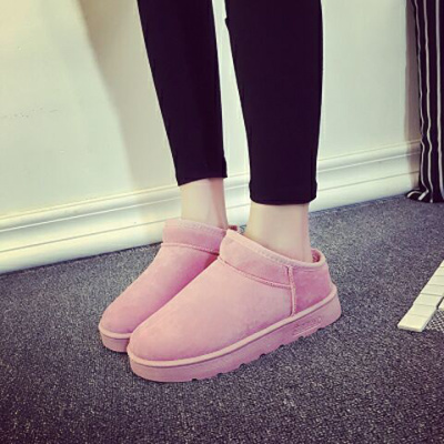 简翔韩版冬季雪地靴女平底鞋短靴子面包鞋女加厚加绒保暖棉靴学生棉鞋