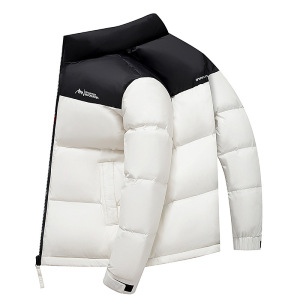 男式加厚鹅绒羽绒服冬季新款撞色时尚短款面包服青年北羽绒服外套