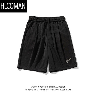 HLCOMAN夏季薄款户外运动速干短裤男潮牌简约刺绣宽松休闲五分裤