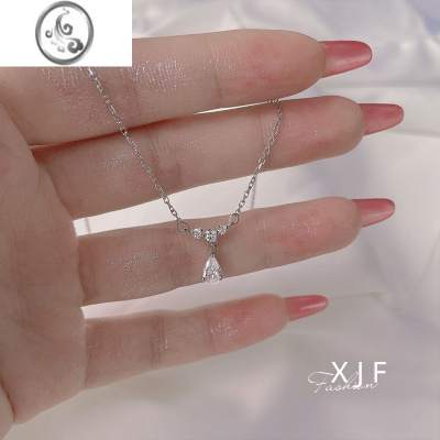 JiMi/流苏闪钻项链女2021年新款简约设计感小众锁骨链通体s925银银